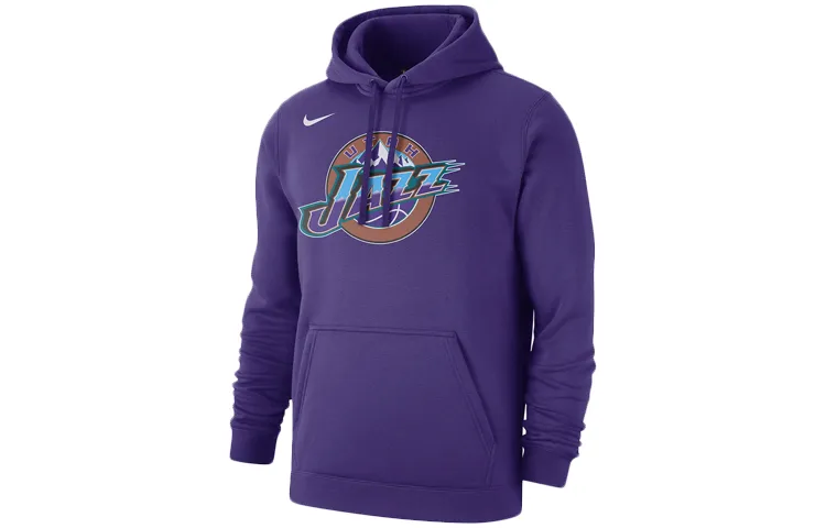 Nike NBA Classic Logo Utah Jazz, Hooded Comfortable Casual Versatile Thermal Fleece Lined Long Sleeved Sweatshirt Men's