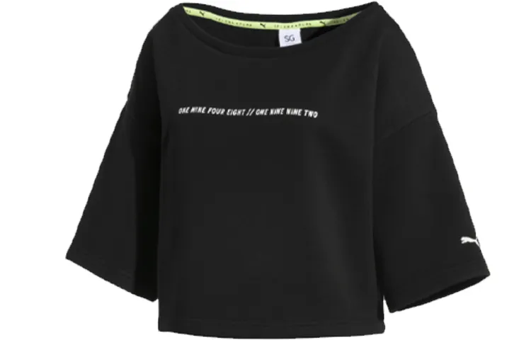 PUMA Sweatshirts Women's Black Crew Neck Moderate Regular