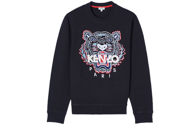 KENZO SS21 Весна/Лето Свитшот Tiger Classic классический тигр плафон вышивка длинный рукав толстовка мужской стиль черный