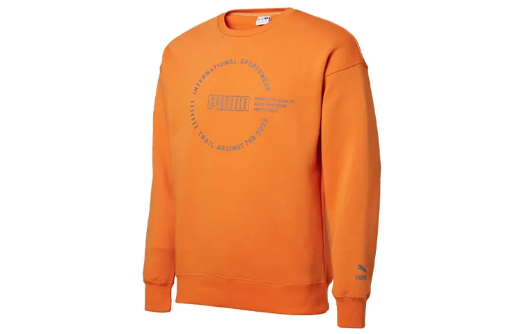 PUMA Sweatshirts Men's Orange Crew Neck Moderate Regular