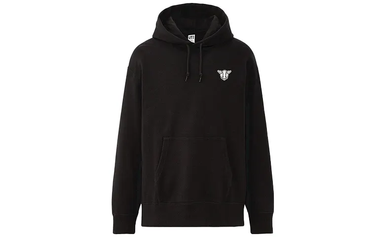 UNIQLO Sweatshirts Unisex Black Hooded Moderate Regular