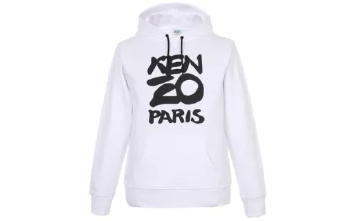 KENZO Letter Logo Sweatshirts Men's White Hooded Moderate Regular