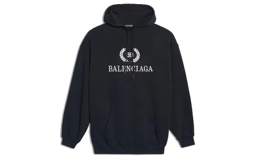 Balenciaga Sweatshirts Men's Black Hooded Moderate Heavyweight