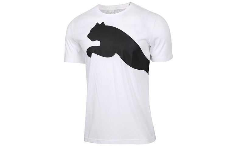 PUMA Puma, classic white short sleeve T-shirt with a round collar