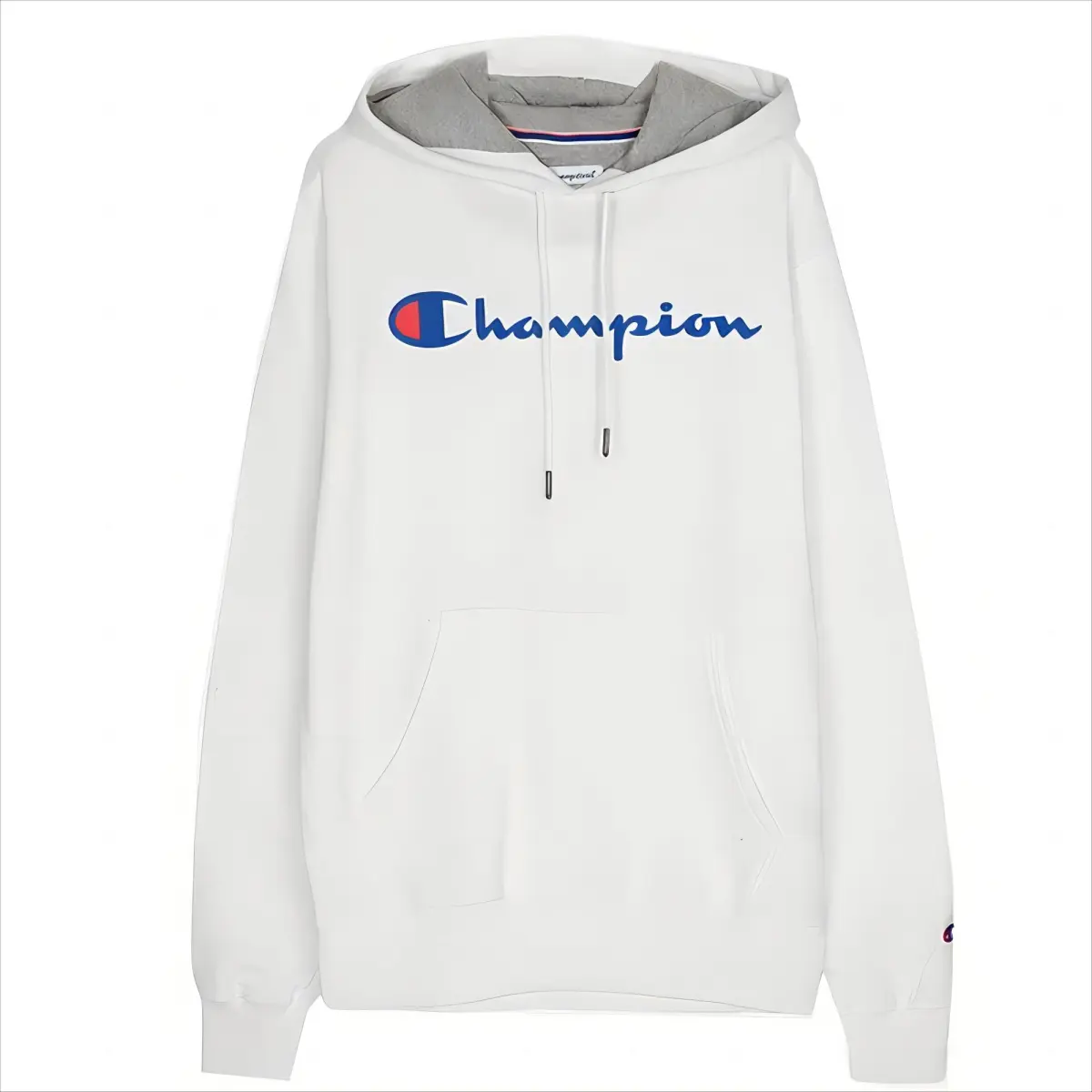 Champion Script Print Letter Fleece Lined Sports Pullover Sweatshirt US Version Unisex White