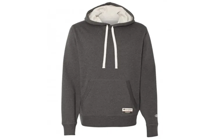 Champion Applique Soft Fleece Lined Hoodie Sweatshirt US Version Unisex Dark Gray