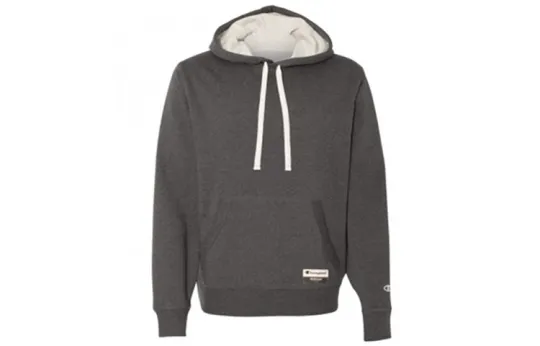 Champion Applique Soft Fleece Lined Hoodie Sweatshirt US Version Unisex Dark Gray