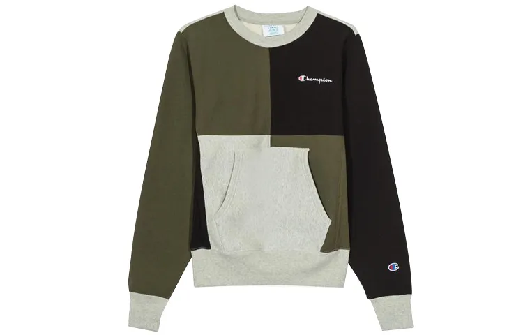 Champion Handwritten Embroidery Patchwork Fleece Lined High End Sweatshirt US Version Unisex