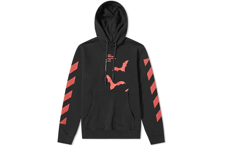 OFF WHITE Diagonal Sleeve Bats Slim Fit Hoodie