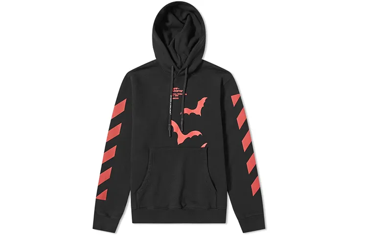 OFF WHITE Diagonal Sleeve Bats Slim Fit Hoodie