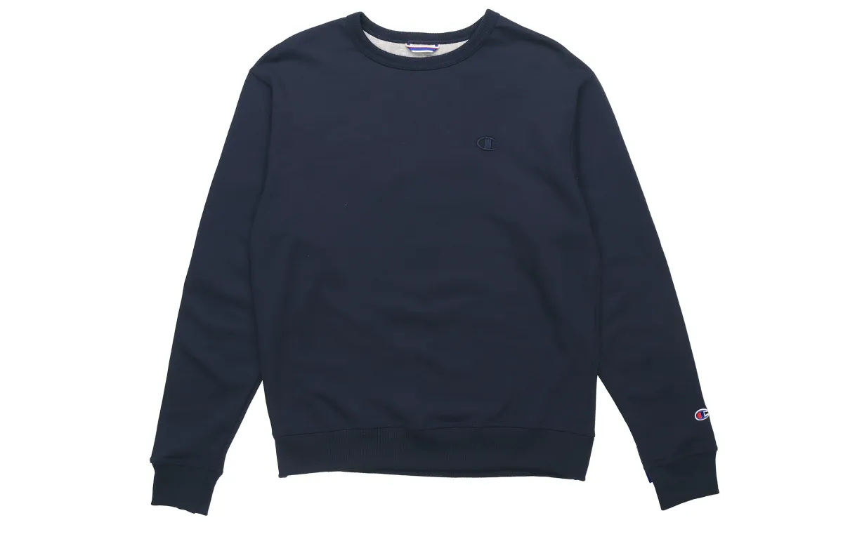 Champion Double Logo Embroidery Armbands Chest Logo Pullover Fleece Lined Crew Neck Sweatshirt US Version