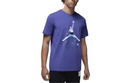 Jordan T Shirts Men's Purple Crew Neck Moderate Straight Fit