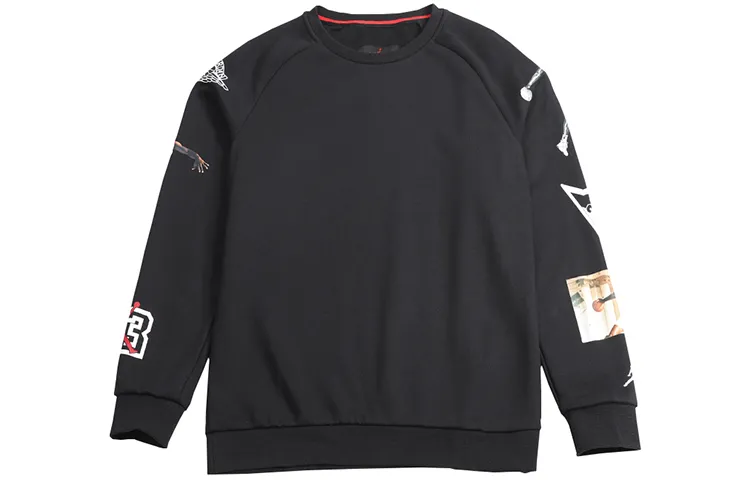 Jordan Print Fleece Lined Athleisure Hoodie American Sweatshirt Men's Black