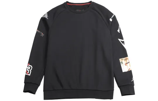 Jordan Print Fleece Lined Athleisure Hoodie American Sweatshirt Men's Black