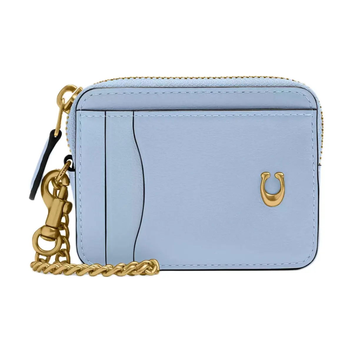 COACH Essential Calfskin Card Holders Women's Light Blue