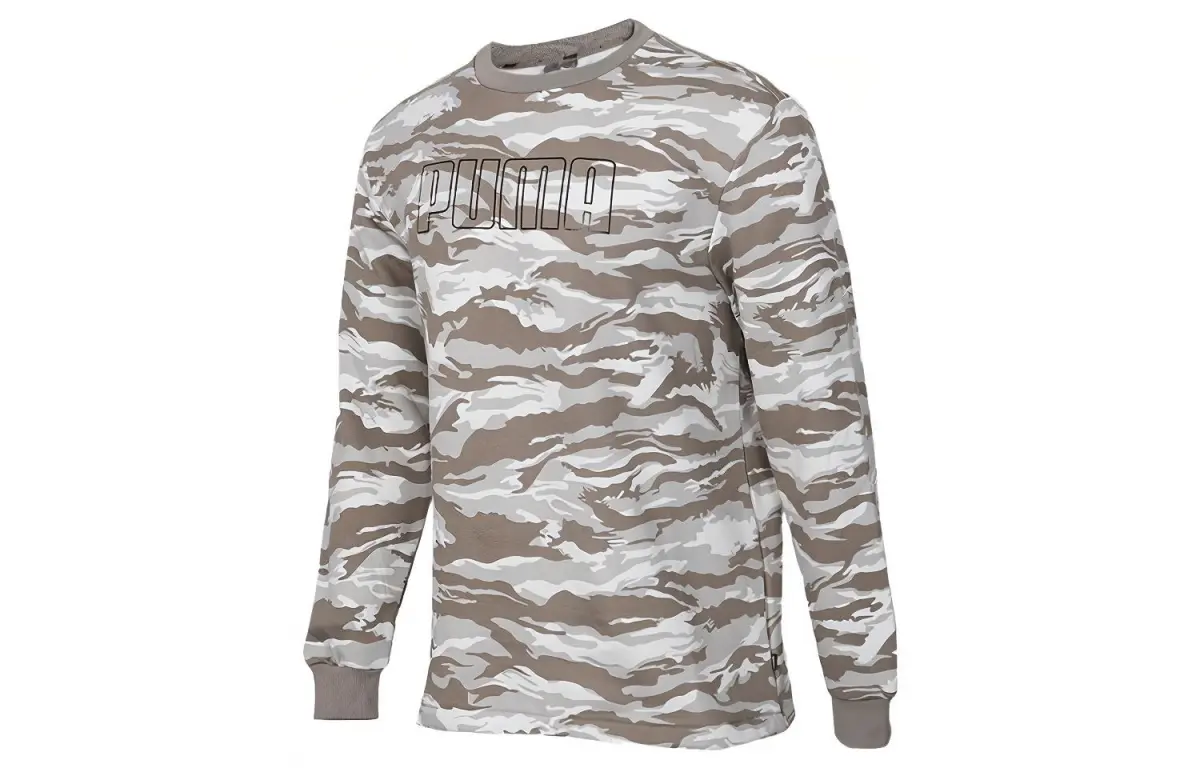 PUMA Sweatshirts Men's Elephant Gray Crew Neck Moderate Regular