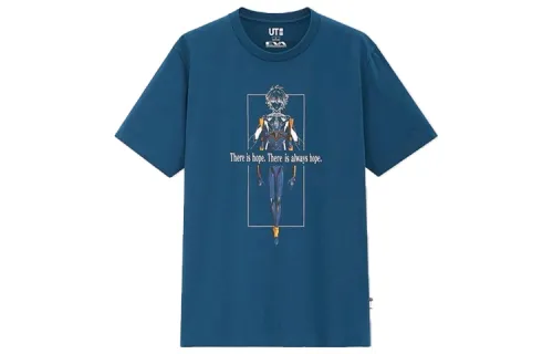 UNIQLO Crew Neck Loose Fit Straight Fit Short Sleeved T Shirt Unisex Dark Blue
