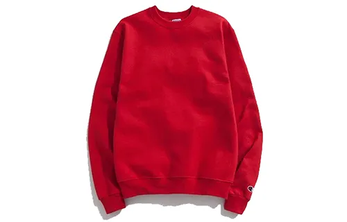 Champion Cuff Single Label Fleece Lined Pullover Sweatshirt US Version Unisex Red