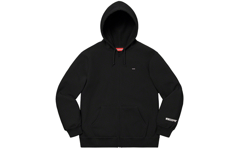 Supreme FW19 Week 16 Windstopper Zip Up Hooded Sweatshirt Waterproof zipper hooded sweatshirt American trendy sweatshirt jacket for men and women, black