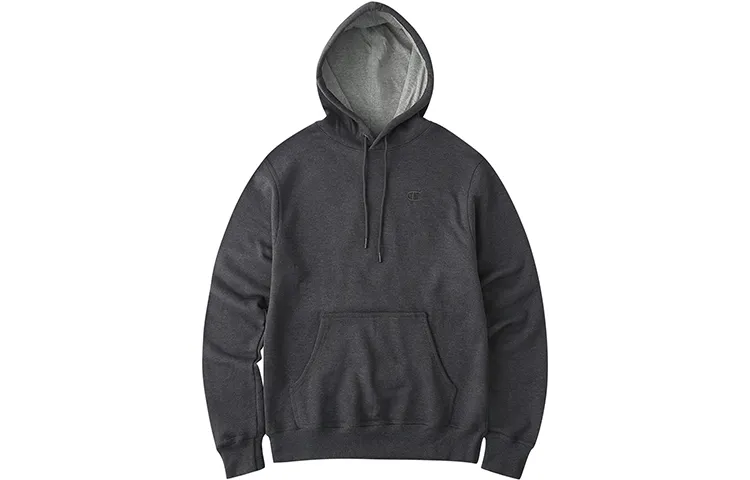 Champion Chest Cuff Double Logo Fleece Lined Pullover Sweatshirt US Version Unisex Dark Gray