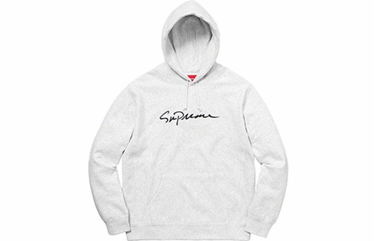 Худи Supreme FW18 Classic Script Hooded Sweatshirt (серно-белое)