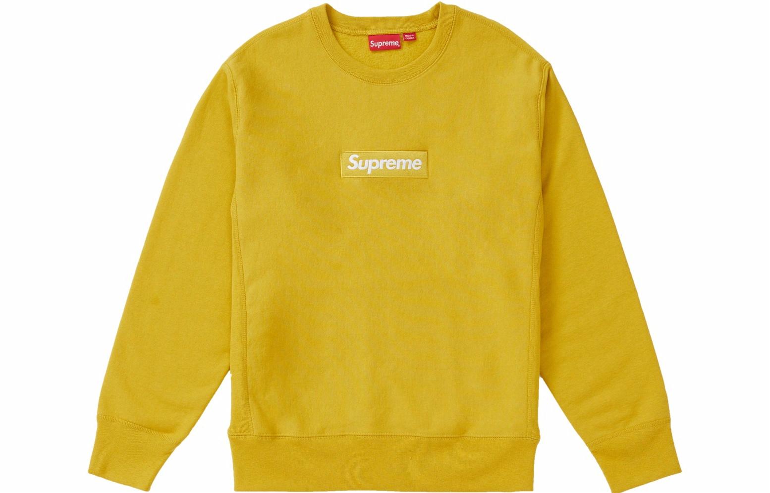 Худи Supreme FW18 Box Logo Crewneck Mustard (желтый) — фото 1