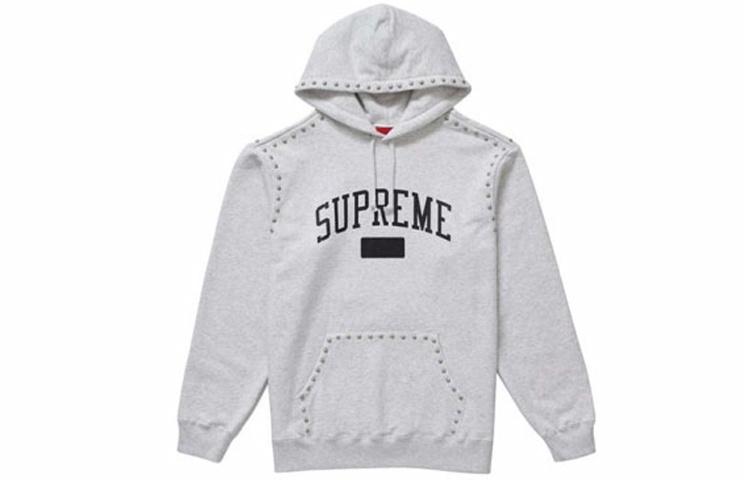 Худи Supreme FW18 Studded Hooded Sweatshirt Ash Grey (серое) — фото 1
