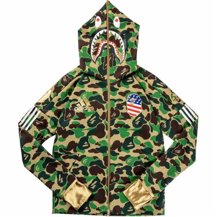 Мужская куртка adidas x BAPE SB Shark Hoodie (/ зеленый камуфляж) — фото 1