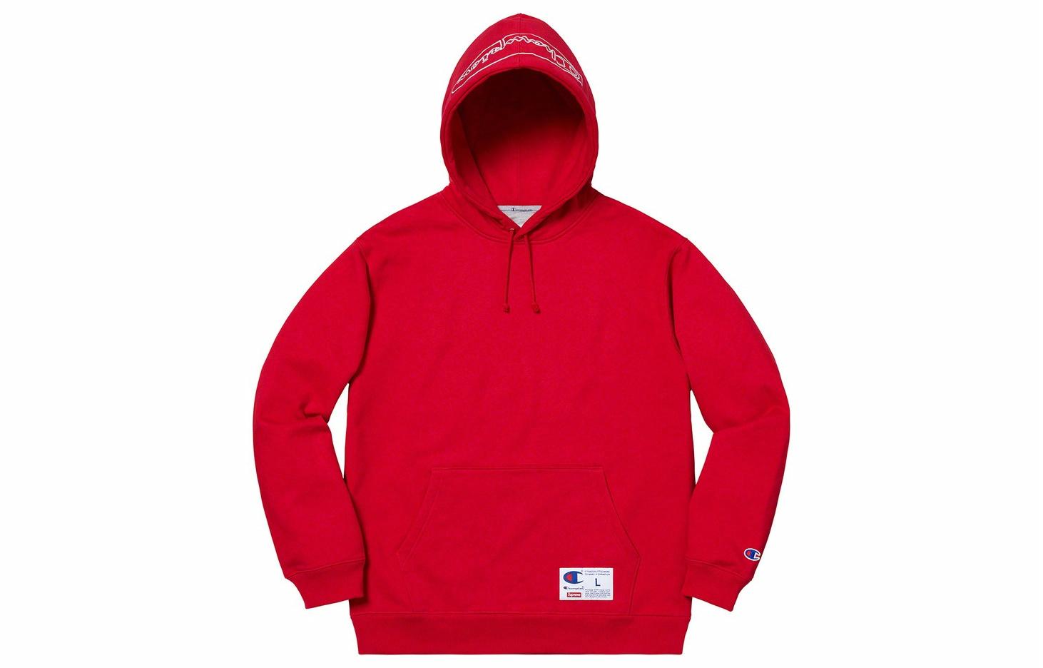 Supreme x Champion SS19 Outline Hooded Sweatshirt Dark Red sup