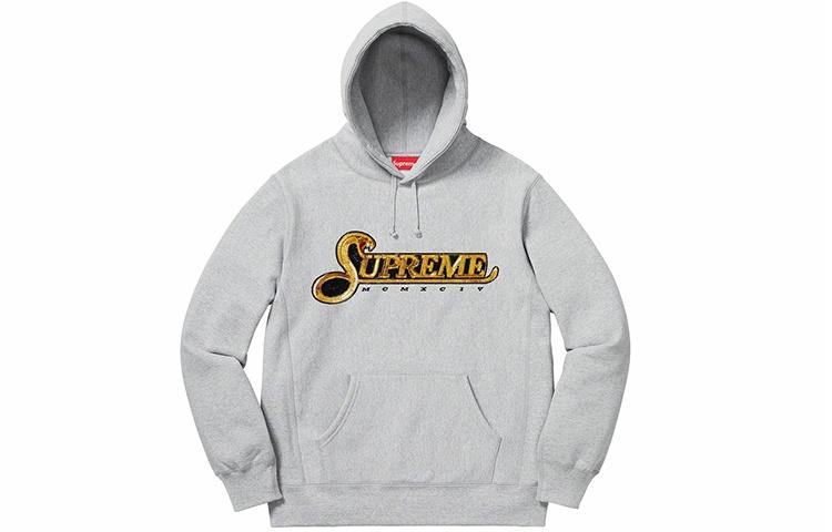 Худи Supreme FW19 Week 8 Sequin Viper Hooded Sweatshirt (серое)