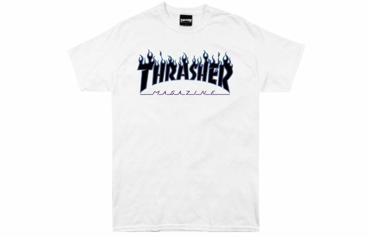 Футболка Thrasher Flame Tee (бело-синяя)