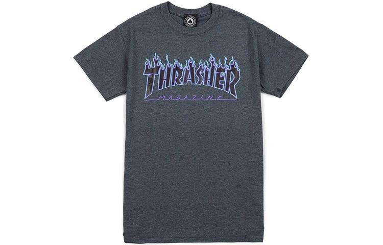 Футболка Thrasher Flame Logo (серо-синяя)
