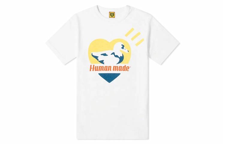 Мужская футболка Human Made Утка (бело-черная)