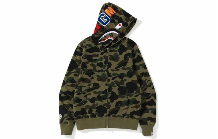 Мужские худи A BATHING APE A BATHING APE 1ST Camo Shark Full Zip Hoodie (зеленые) — фото 1