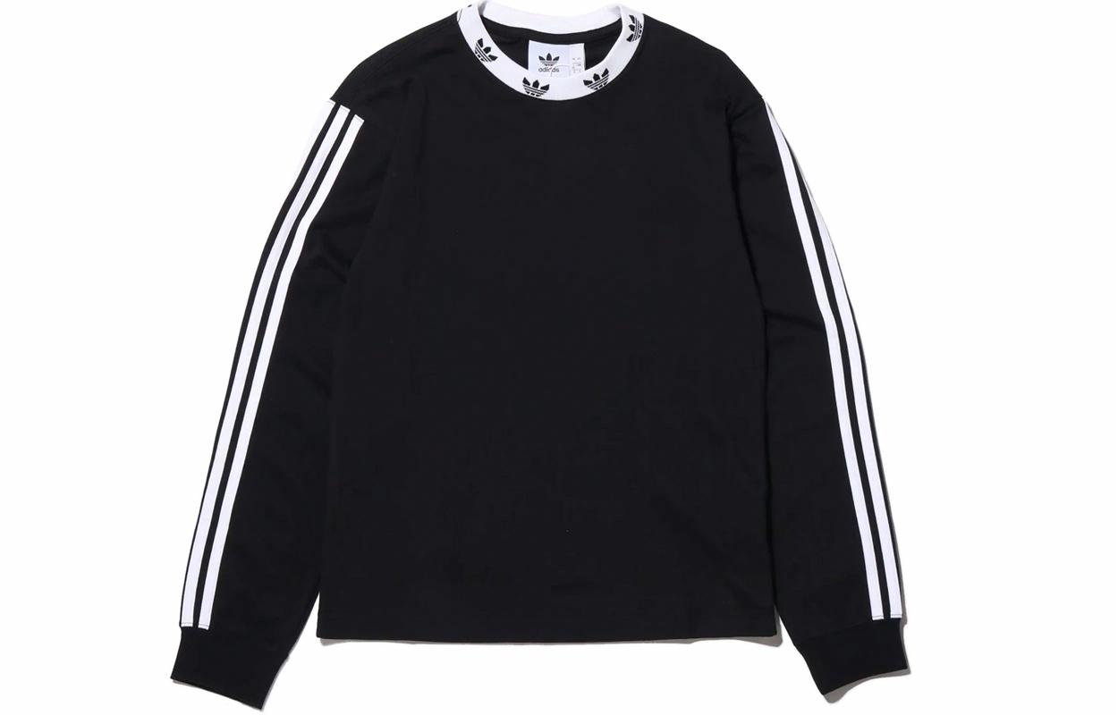 Мужская футболка adidas originals Trefoil Rib Ls Tee (черный) — фото 1