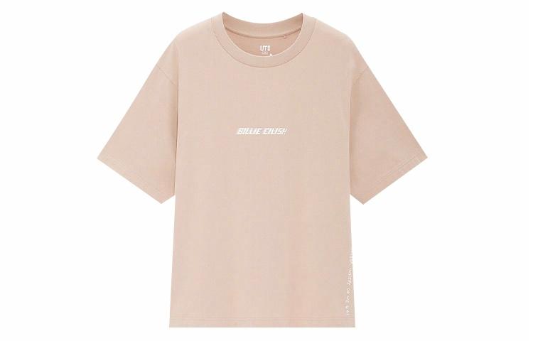 Женская футболка UNIQLO x billie eilish (бежевая)