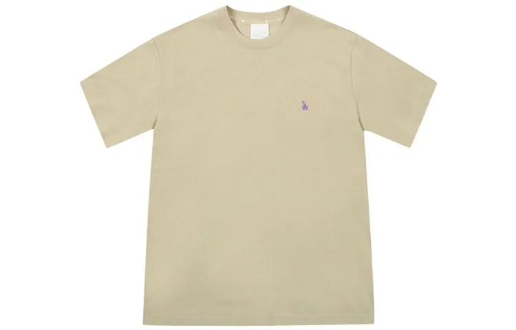 MLB Los Angeles Dodgers T-Shirts Unisex Beige Crew Neck Moderate Straight Fit