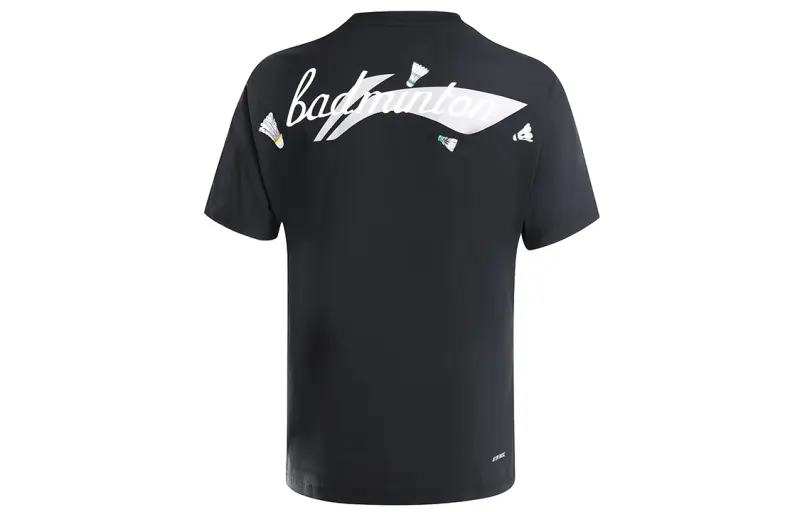 Li Ning Badminton Collection T Shirts Men's Black Crew Neck Moderate Straight Fit