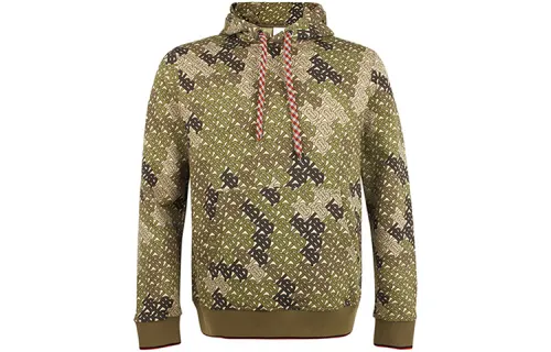 Burberry Sweatshirts Men's Army Green Hooded Moderate Regular