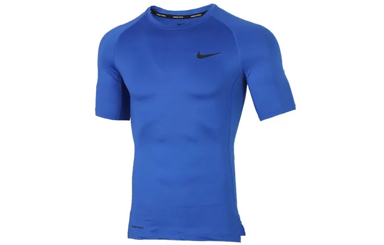 Nike T-Shirts Men's Blue Crew Neck Moderate Straight Fit