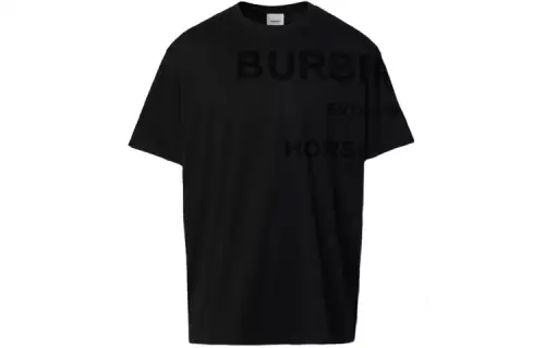 Burberry T Shirts Men's Black Crew Neck Moderate Straight Fit