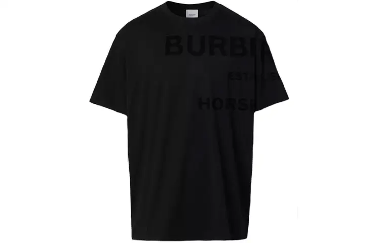 Burberry T Shirts Men's Black Crew Neck Moderate Straight Fit