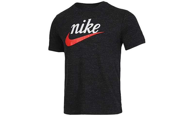 Nike T-Shirts Men's Black Crew Neck Moderate Straight Fit