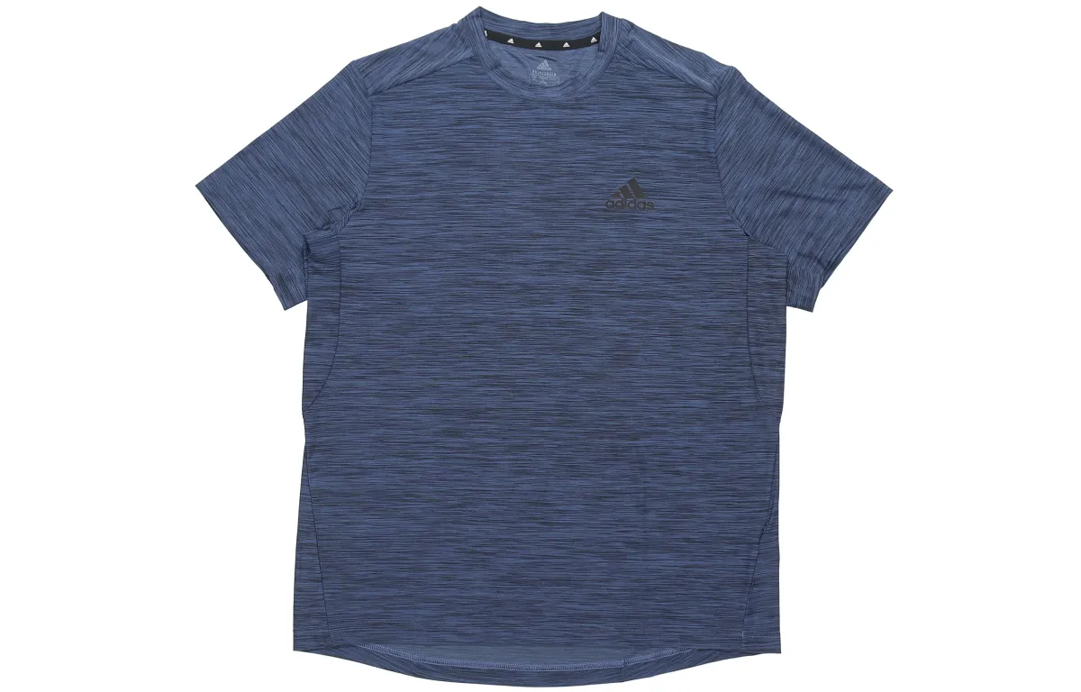 Adidas T-Shirts Men's Dark Blue Crew Neck Moderate Straight Fit