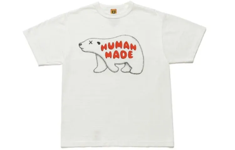HUMAN MADE X KAWS HUMAN MADE X KAWS T Shirts Unisex White Crew Neck Moderate Straight Fit