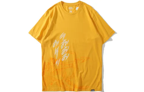 UNIQLO Straight Fit T Shirt Unisex Yellow