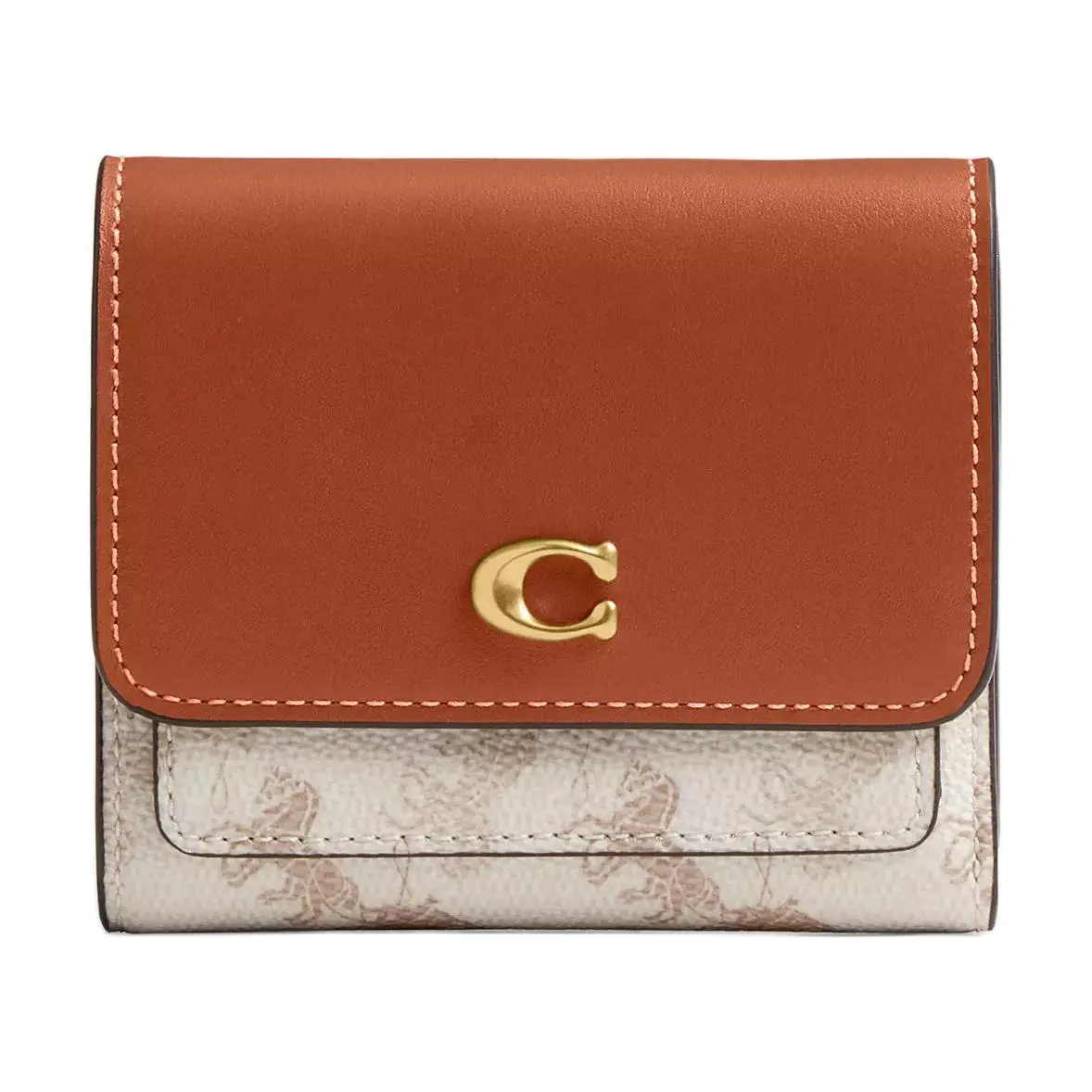 COACH Mira Coated Canvas With Calfskin Wallet Regular Women's Chalk Gray & Brown