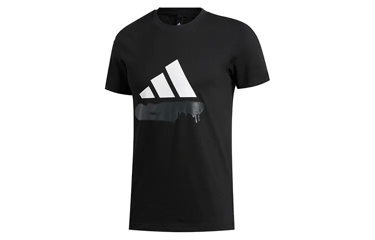 Adidas T-Shirts Men's Black Crew Neck Moderate Straight Fit