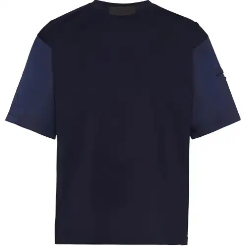 PRADA T Shirts Men's Blue Crew Neck Moderate Straight Fit