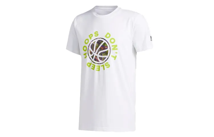 Adidas T-Shirts Men's White Crew Neck Moderate Straight Fit